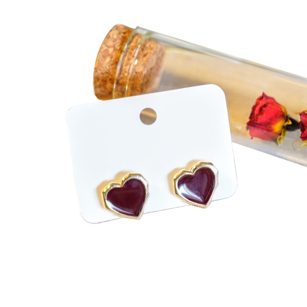 "Love You" Red Heart Stud Earrings